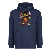 Navy school bus driver afro messy bun Heavyweight Hoodie - texasbilliewilder