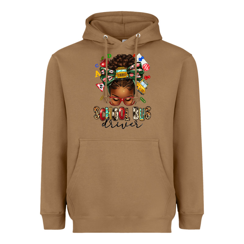 School Bus Driver Afro Messy Bun Heavyweight Hoodie by texasbilliewilder | Teevron