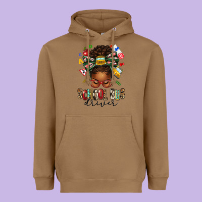 School Bus Driver Afro Messy Bun Heavyweight Hoodie Designed By Texasbilliewilder
