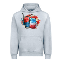 Heather Grey Red white and blue slushy cocktail Urban Hoodie - FaDigitalArtStudio