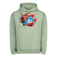 Pigment Oil Green Red white and blue slushy cocktail Urban Hoodie - FaDigitalArtStudio
