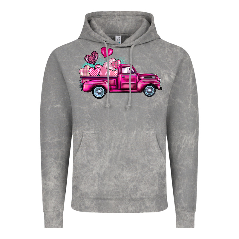 Valentine's Day Pink Truck Vintage Hoodie by BarkalooDesign | Teevron