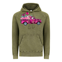 Vintage Olive valentine's day pink truck Vintage Hoodie - BarkalooDesign