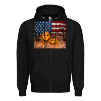 Black halloween american flag tumbler Zipper Hoodie - Jasminsmagicworld