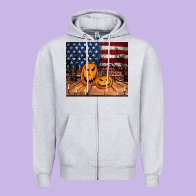 Halloween American Flag Tumbler Zipper Hoodie Designed By Jasminsmagicworld