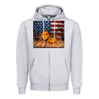 Heather Grey halloween american flag tumbler Zipper Hoodie - Jasminsmagicworld