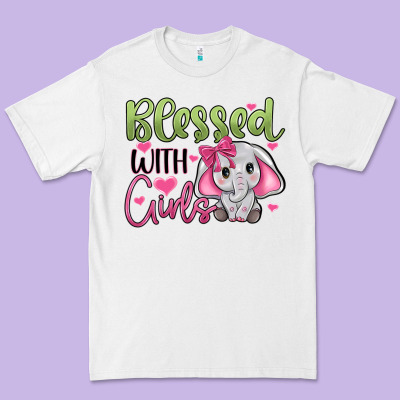 Blessed With Girls Premium Tee Designed By Jahusdesignshop