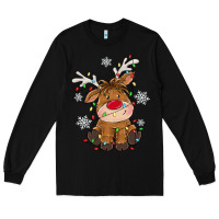 Black Christmas reindeer Long Sleeve Tee - MaliasSmallBusiness