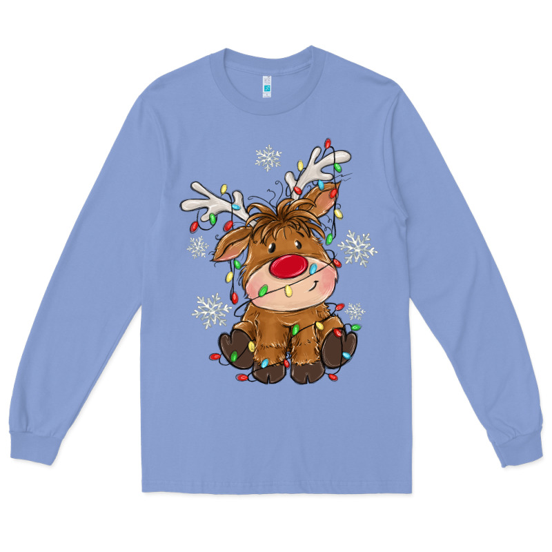Christmas Reindeer Long Sleeve Tee by MaliasSmallBusiness | Teevron