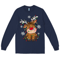 Navy Christmas reindeer Long Sleeve Tee - MaliasSmallBusiness