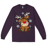 Plum Christmas reindeer Long Sleeve Tee - MaliasSmallBusiness