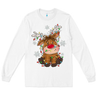 White Christmas reindeer Long Sleeve Tee - MaliasSmallBusiness