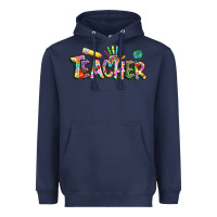 Navy Autism Teacher Heavyweight Hoodie - NancyCooperArtShop