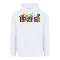 White Autism Teacher Heavyweight Hoodie - NancyCooperArtShop