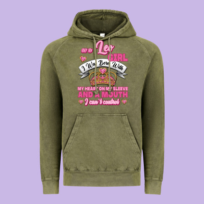 As A Leo Girl I Was Born With My Heart On My Sleeve And A Mouth Vintage Hoodie Designed By Jasminsmagicworld