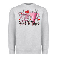 Heather Grey sips & trips target inspired stanley Heavyweight Sweatshirt - MaliasSmallBusiness