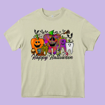 Happy Halloween Tooth Heavy Core Tee Designed By Racoondesign