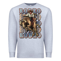 Heather Grey Rodeo Cowboy bull western Premium Sweatshirt - HowdyJamesFarm