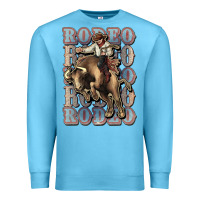 Ocean Blue Rodeo Cowboy bull western Premium Sweatshirt - HowdyJamesFarm