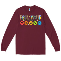 Burgundy feel your feelings Long Sleeve Tee - NancyCooperArtShop