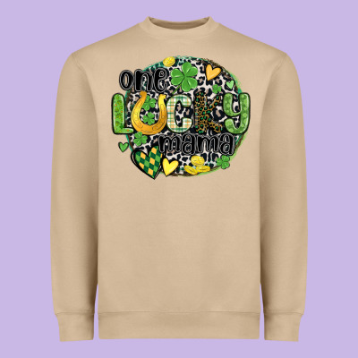 One Lucky Mama Heavyweight Sweatshirt Designed By Maliassmallbusiness