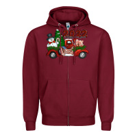 Burgundy happy new year 2022 christmas truck with american flag Zipper Hoodie - Jasminsmagicworld