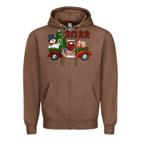 Chestnut happy new year 2022 christmas truck with american flag Zipper Hoodie - Jasminsmagicworld