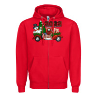Red happy new year 2022 christmas truck with american flag Zipper Hoodie - Jasminsmagicworld