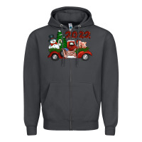 Smoke happy new year 2022 christmas truck with american flag Zipper Hoodie - Jasminsmagicworld