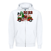 White happy new year 2022 christmas truck with american flag Zipper Hoodie - Jasminsmagicworld