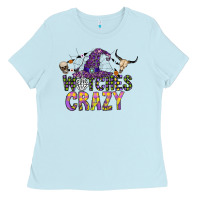 Baby Blue Witches Be Crazy Ladies Tee - CowhideDigitalArt