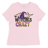 Bubblegum Pink Witches Be Crazy Ladies Tee - CowhideDigitalArt