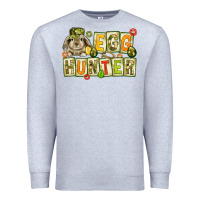 Heather Grey Egg hunter with camouflage plate letters Easter Premium Sweatshirt - HowdyJamesFarm
