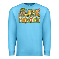 Ocean Blue Egg hunter with camouflage plate letters Easter Premium Sweatshirt - HowdyJamesFarm