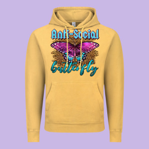 Western Anti-social Butterfly Vintage Hoodie Designed By Lillyallendesigns