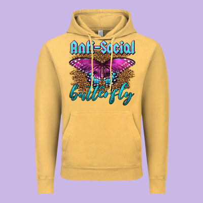 Western Anti-social Butterfly Vintage Hoodie Designed By Lillyallendesigns
