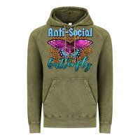 Vintage Olive Western Anti-Social Butterfly Vintage Hoodie - LillyAllenDesigns