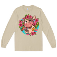 Mushroom cute cow pink flowers and leopard pattern Long Sleeve Tee - NancyCooperArtShop