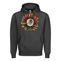 Charcoal Heather mexican sunflower Zipper Hoodie - Jasminsmagicworld
