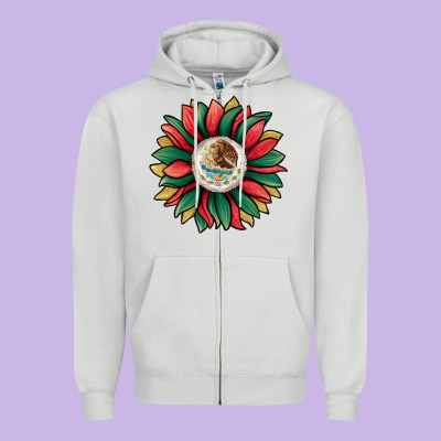 Mexican Sunflower Zipper Hoodie Designed By Jasminsmagicworld
