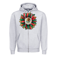 Heather Grey mexican sunflower Zipper Hoodie - Jasminsmagicworld