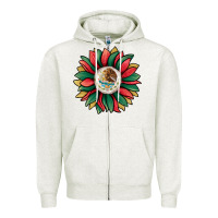 Oatmeal Heather mexican sunflower Zipper Hoodie - Jasminsmagicworld
