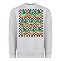 Heather Grey boujee checker board leprechaun Heavyweight Sweatshirt - MaliasSmallBusiness