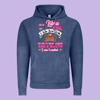 As A Libra Girl I Was Born With My Heart On My Sleeve And A Mouth Vintage Hoodie Designed By Jasminsmagicworld
