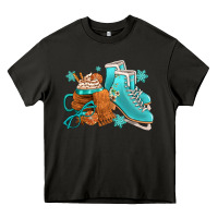 Asphalt Winter Ice Skating Boots And Coffee Heavy Core Tee - FaDigitalArtStudio