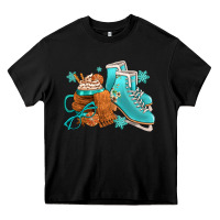 Black Winter Ice Skating Boots And Coffee Heavy Core Tee - FaDigitalArtStudio