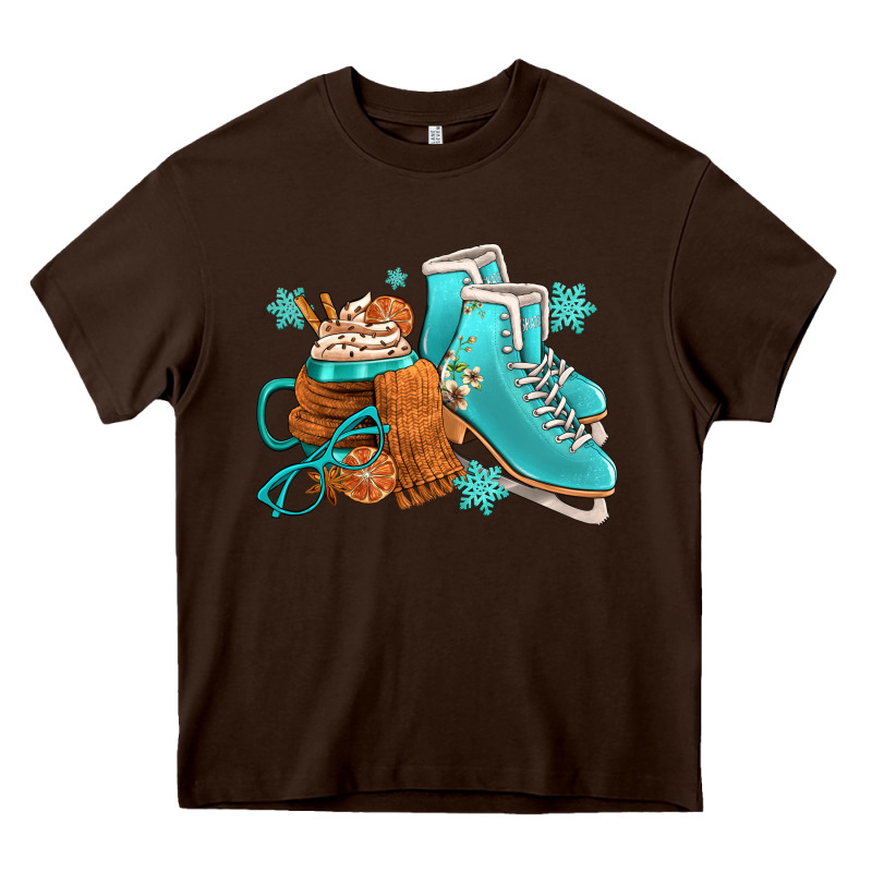 Winter Ice Skating Boots And Coffee Heavy Core Tee by FaDigitalArtStudio | Teevron