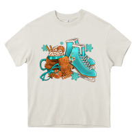 Cream Winter Ice Skating Boots And Coffee Heavy Core Tee - FaDigitalArtStudio