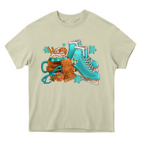Mossy Winter Ice Skating Boots And Coffee Heavy Core Tee - FaDigitalArtStudio