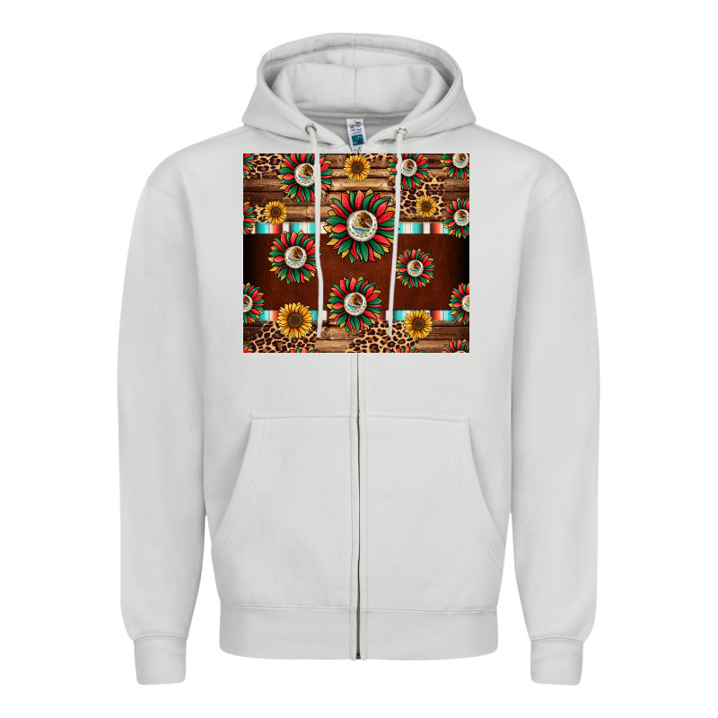 Seamless Mexican Sunflower Tumbler Design Zipper Hoodie by Jasminsmagicworld | Teevron